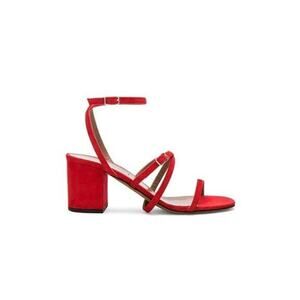 Alumnae Strappy Ankle Wrap Double Buckle Red Suede Block Heel Sandal 8.5 - 38.5